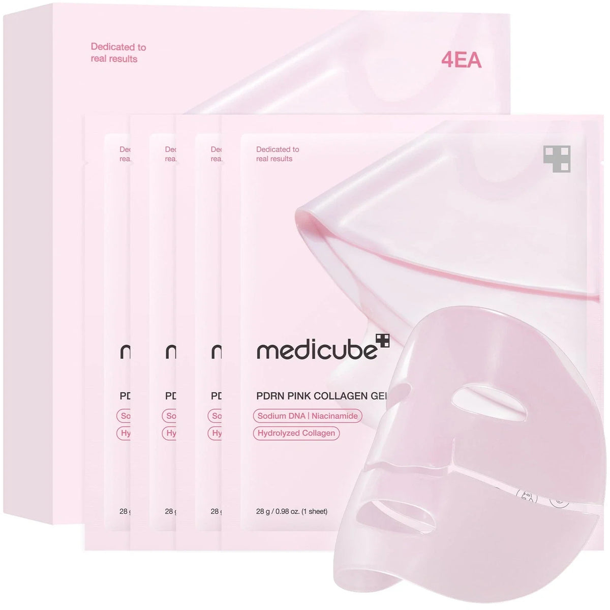 Medicube - Mascarilla de Gel de Colágeno Rosa PDRN (Pack 4 unid)